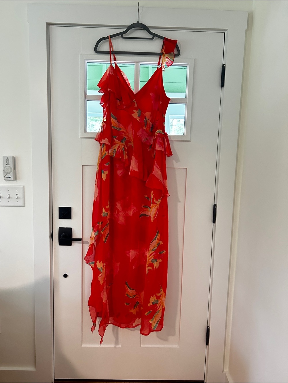 Red Floral Ruffle Maxi Dress - Women